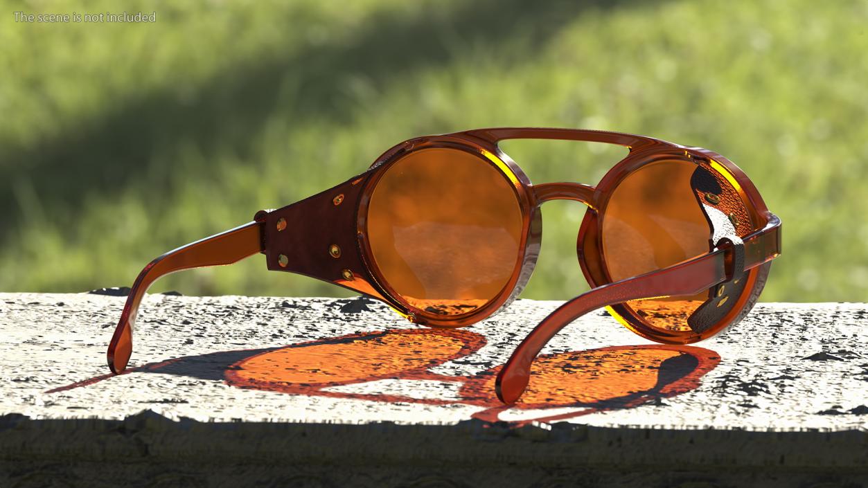 Steampunk Sunglasses Orange 3D