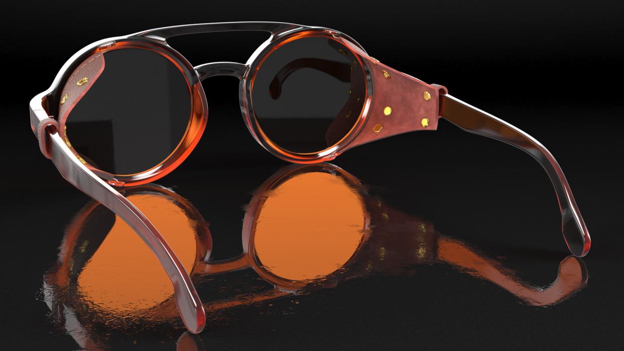 Steampunk Sunglasses Orange 3D