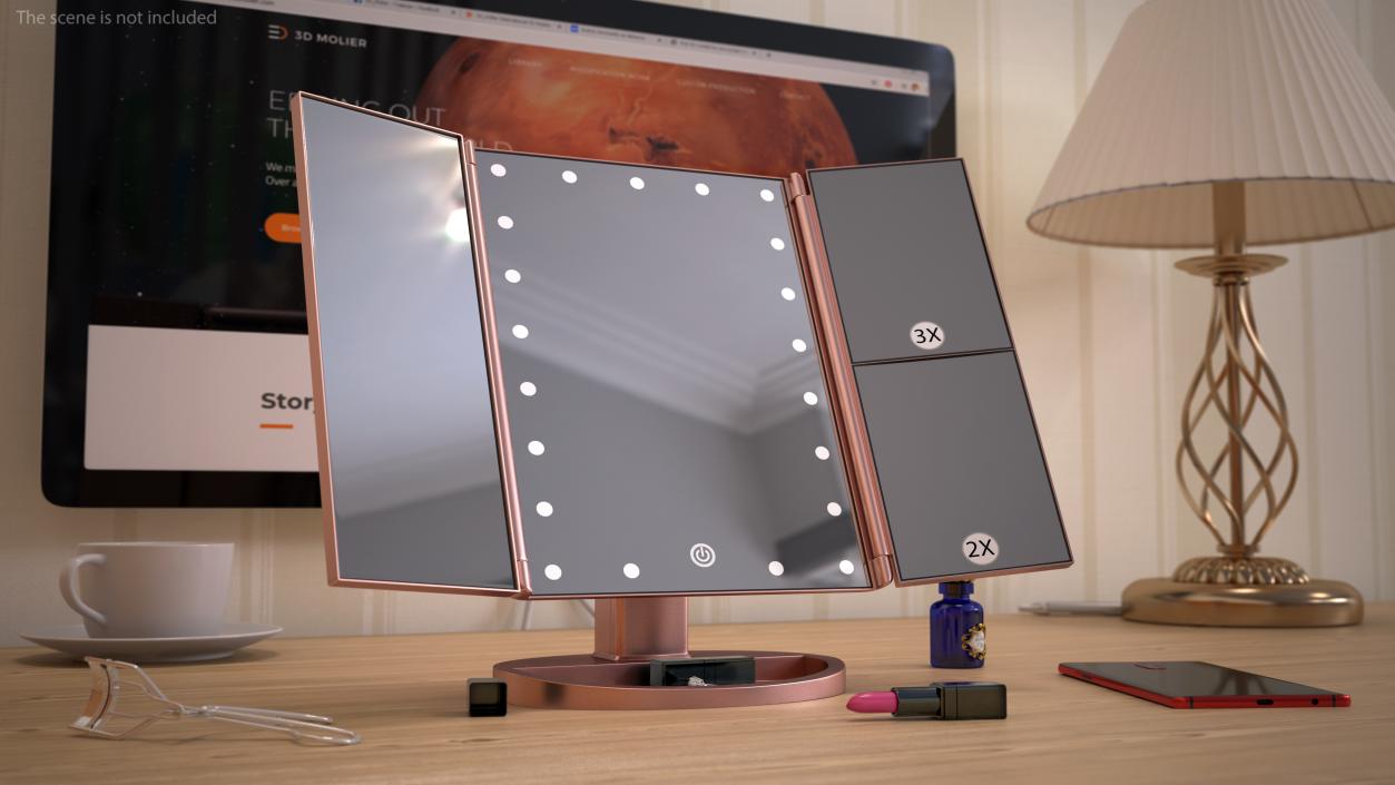 3D model Countertop Cosmetic Mirror Tri-Fold