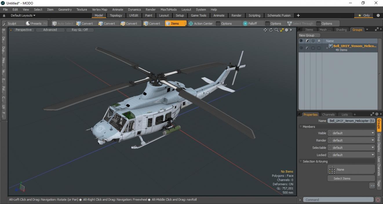 3D Bell UH1Y Venom Helicopter