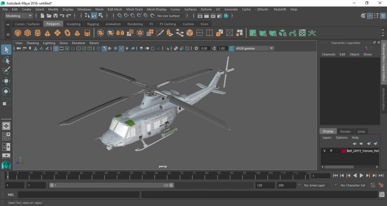 3D Bell UH1Y Venom Helicopter