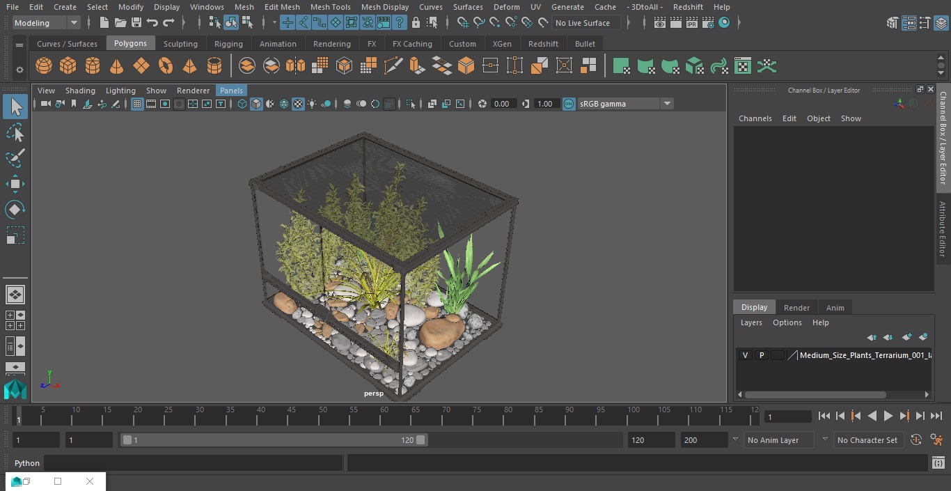 3D Medium Size Plants Terrarium model