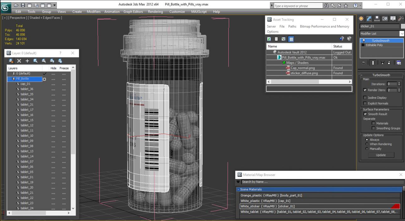 Pill Bottle with Pills 3D