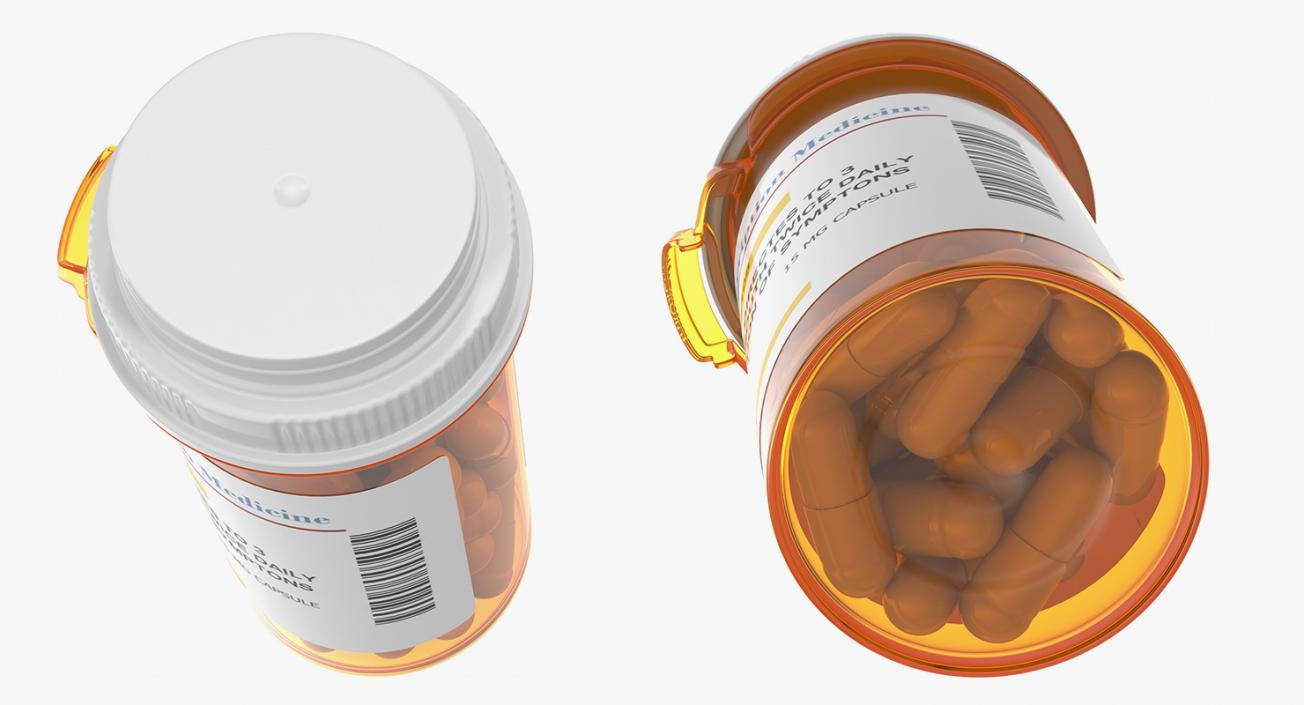 Pill Bottle with Pills 3D