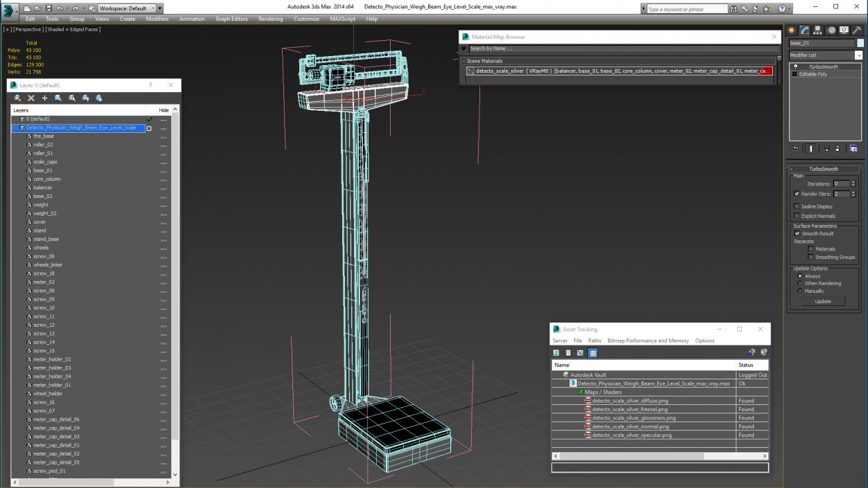 Detecto Physician Weigh Beam Eye Level Scale 3D model