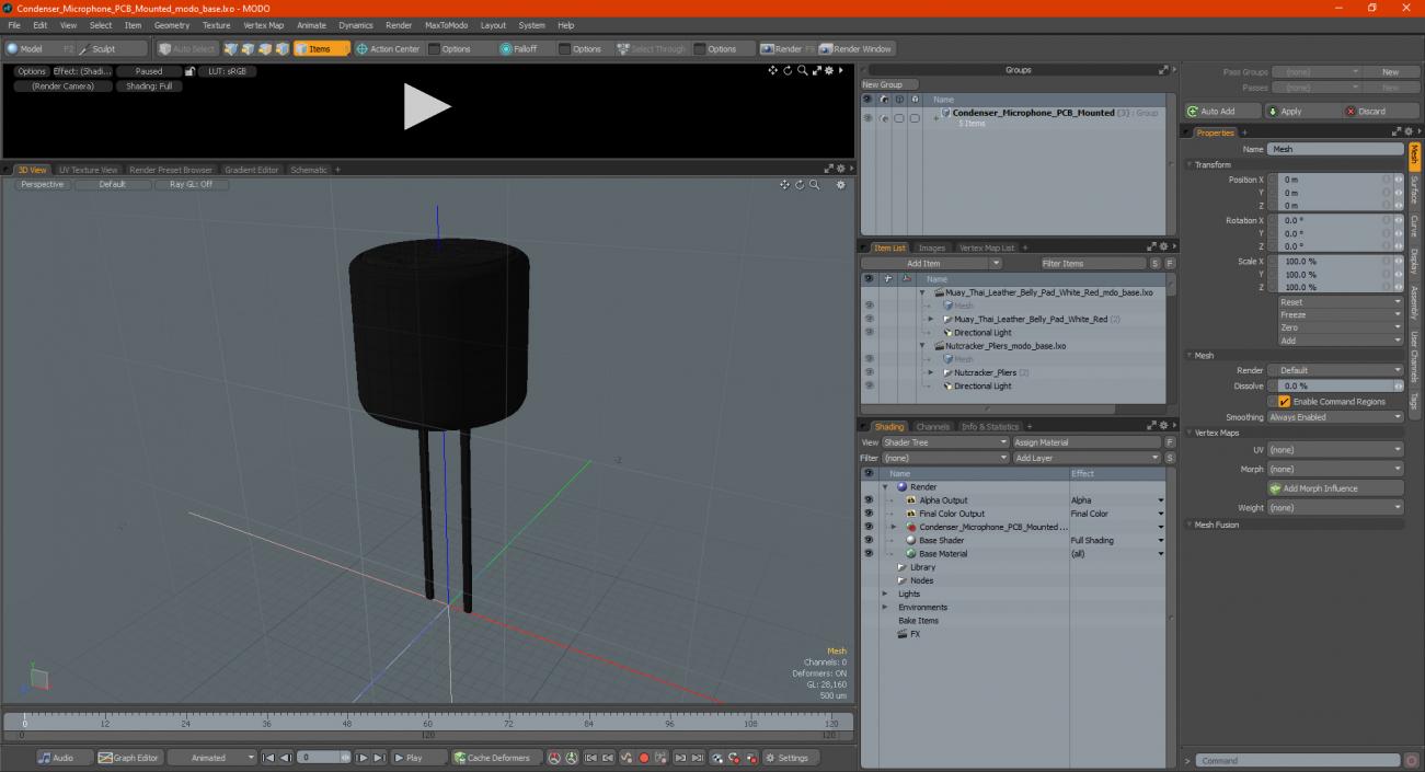 Condenser Microphone PCB Mounted 3D