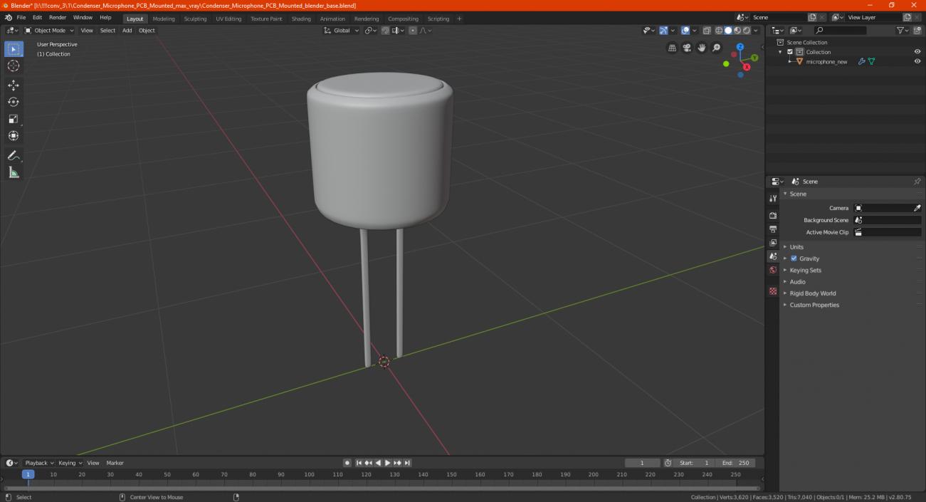 Condenser Microphone PCB Mounted 3D