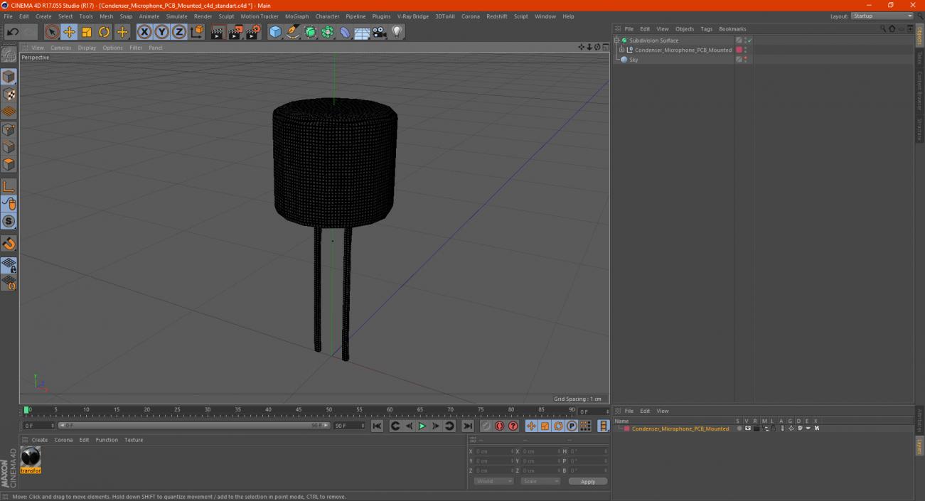 Condenser Microphone PCB Mounted 3D