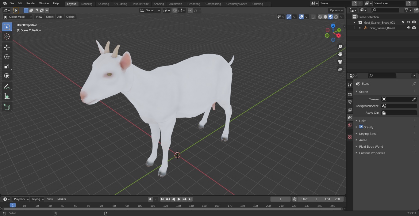 Goat Saanen Breed 3D