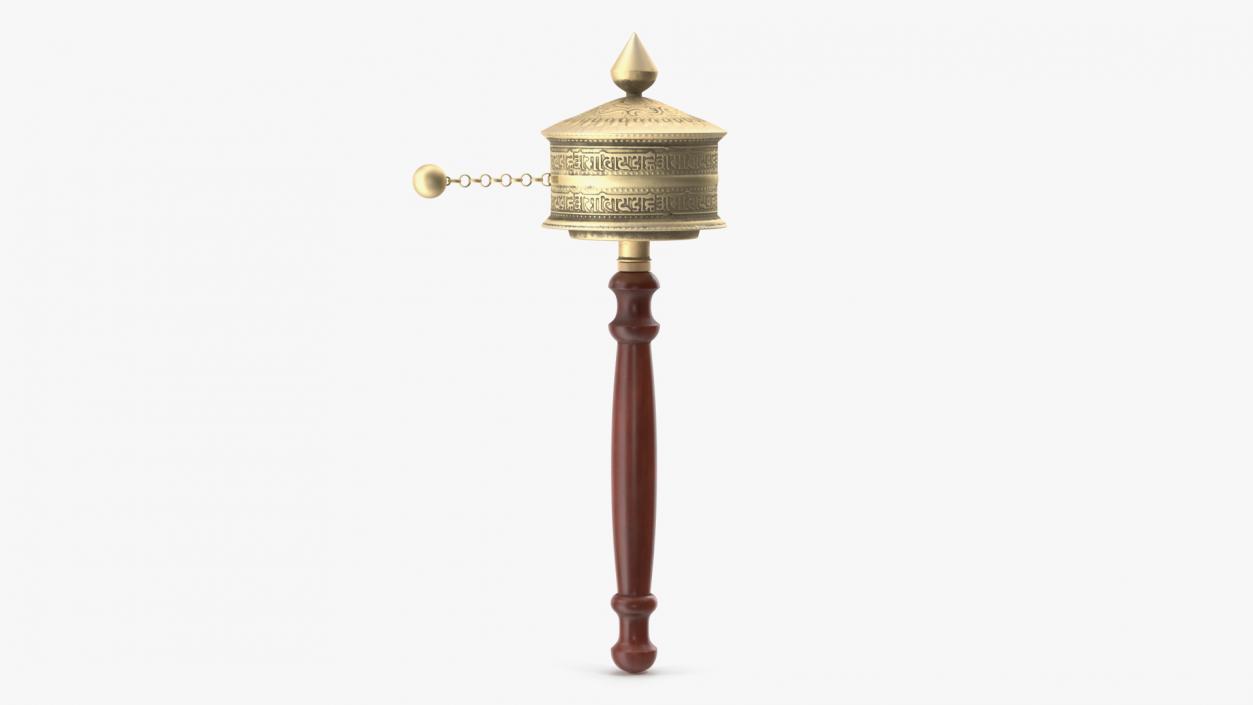 Tibetan Buddhist Hand Held Prayer Wheel 3D model