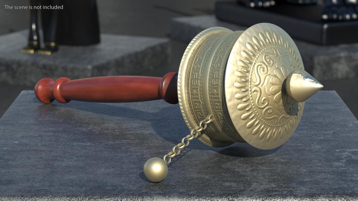 Tibetan Buddhist Hand Held Prayer Wheel 3D model