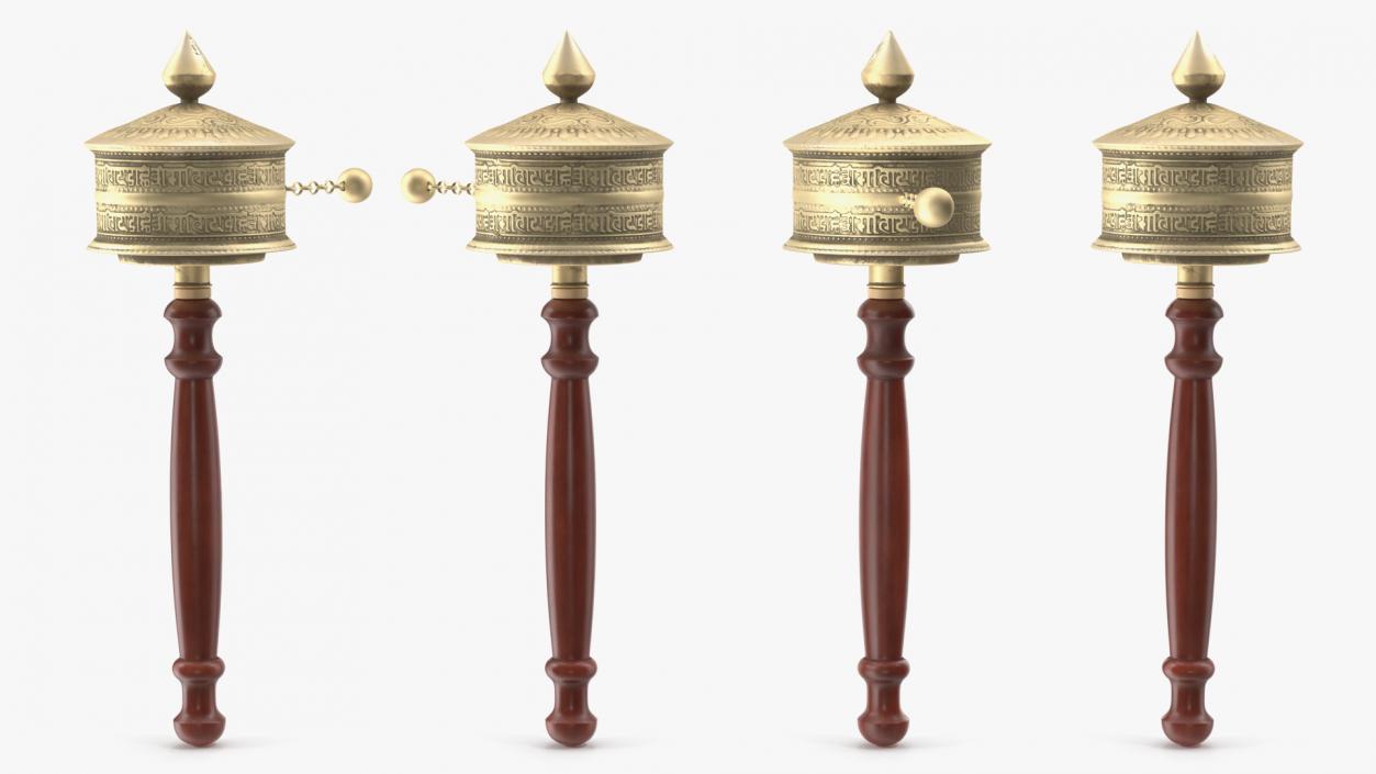 Tibetan Buddhist Hand Held Prayer Wheel 3D model