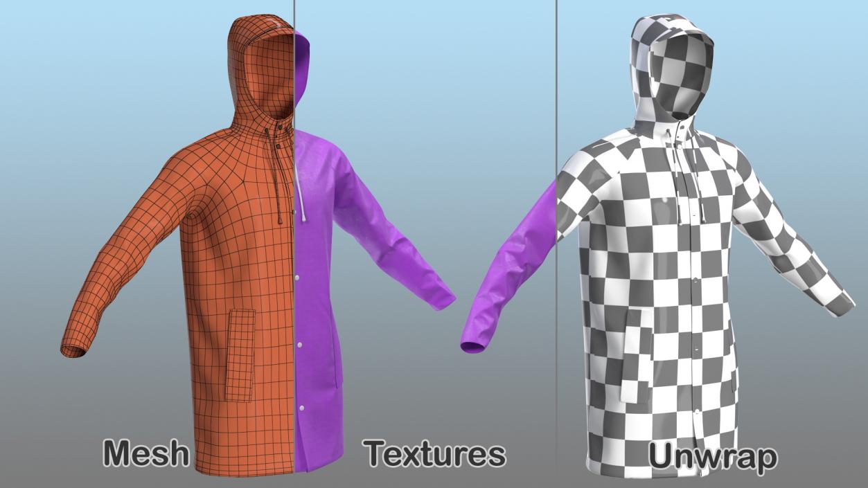 Outdoor Waterproof Raincoat Jacket 3D model