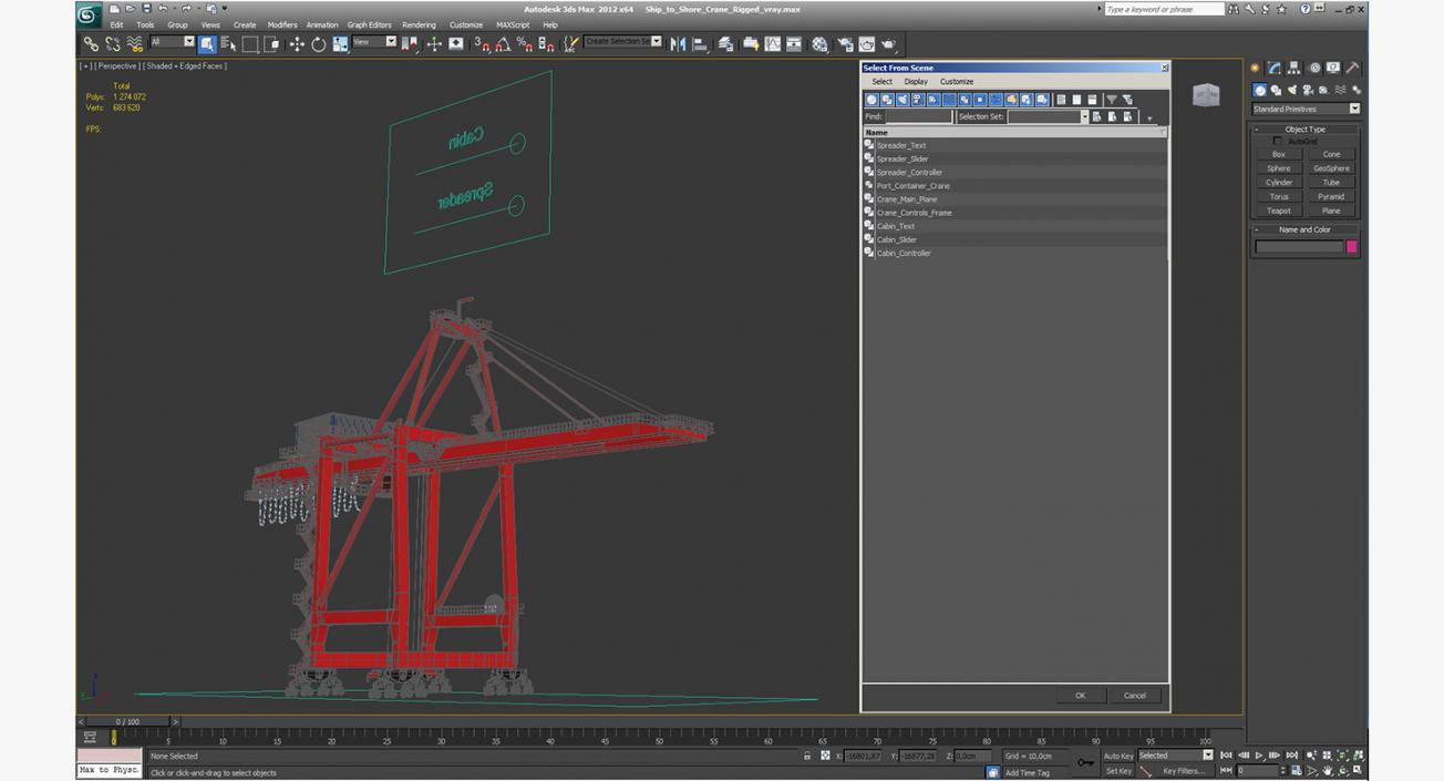 3D Ship to Shore Crane Rigged