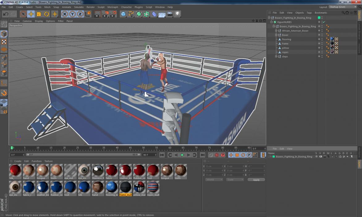 3D model Boxers Fighting In Boxing Ring