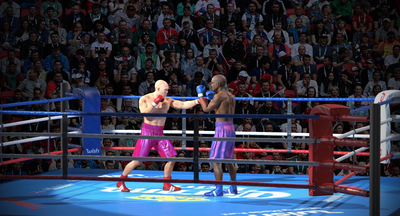 3D model Boxers Fighting In Boxing Ring