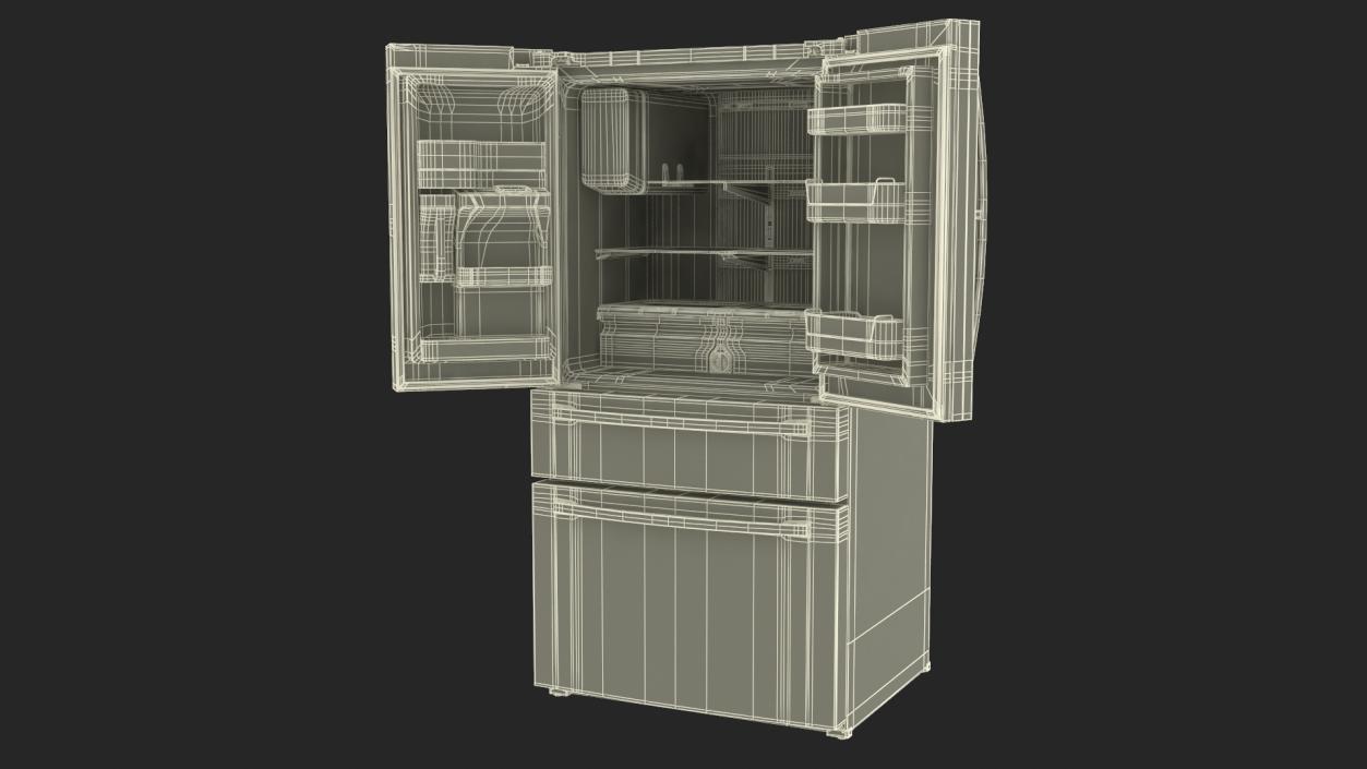 4-Door French Door Fridge Silver 3D