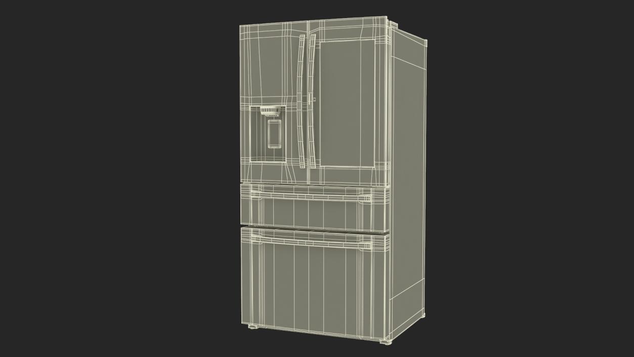 4-Door French Door Fridge Silver 3D