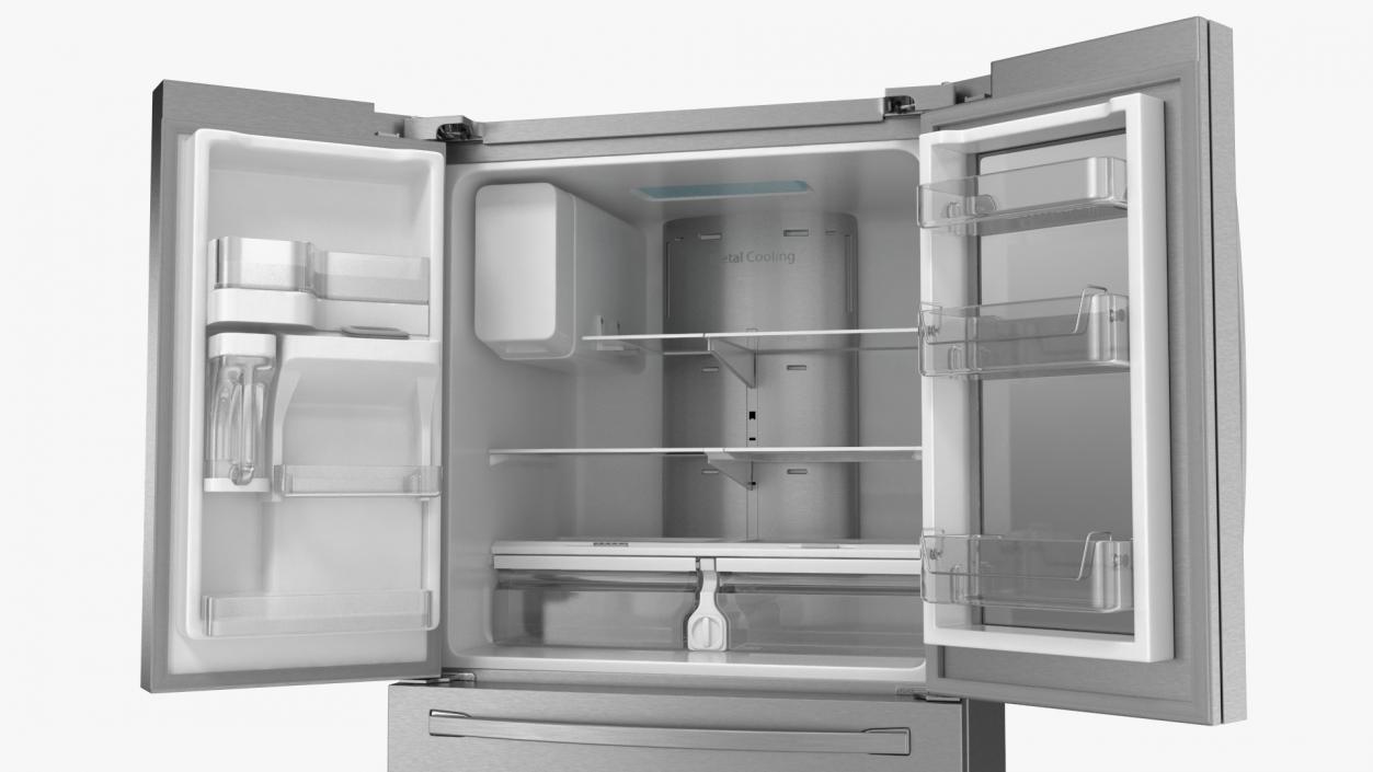 4-Door French Door Fridge Silver 3D