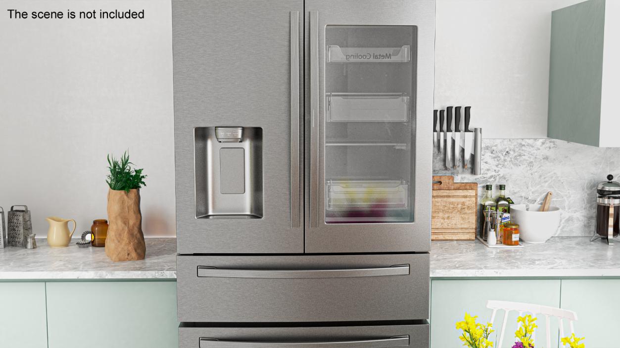 4-Door French Door Fridge Silver 3D