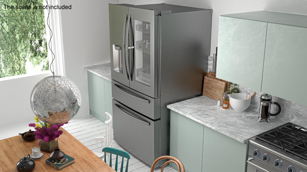 4-Door French Door Fridge Silver 3D