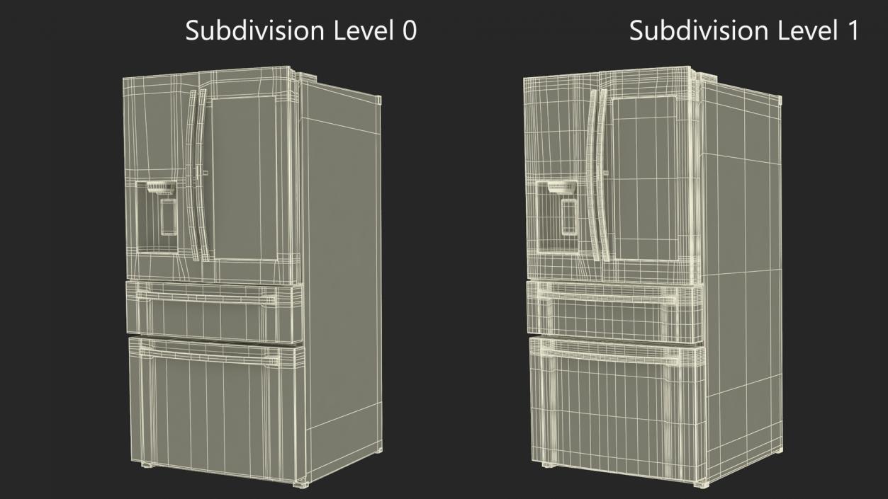 4-Door French Door Fridge Silver 3D