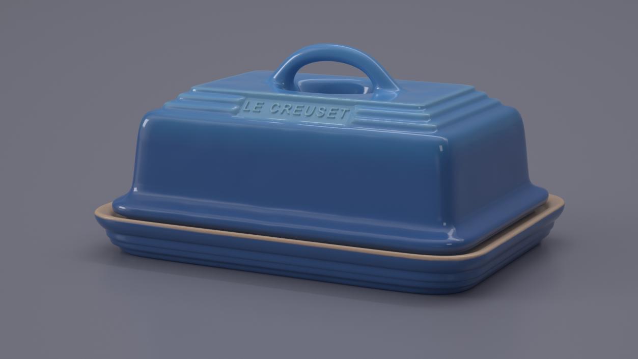 Stoneware Butter Dish Le Creuset Blue 3D