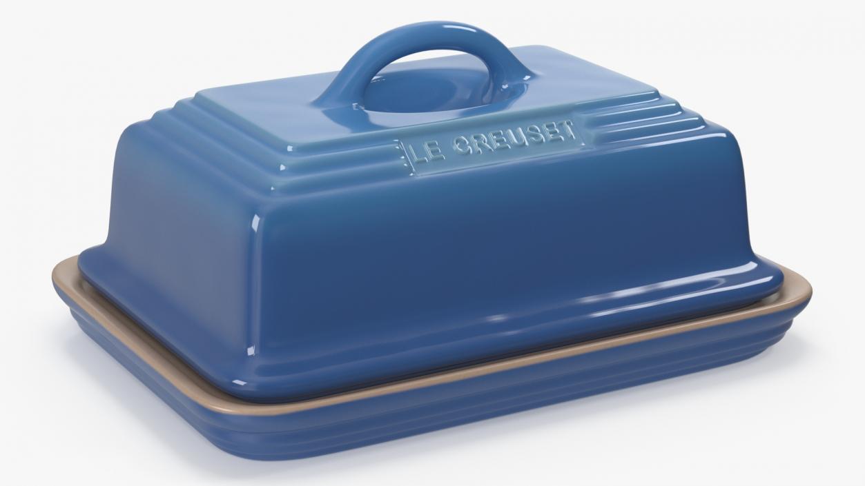 Stoneware Butter Dish Le Creuset Blue 3D