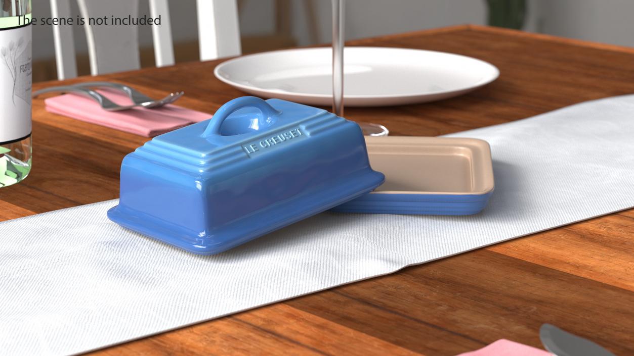 Stoneware Butter Dish Le Creuset Blue 3D