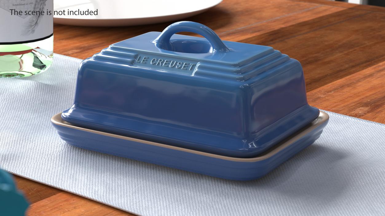 Stoneware Butter Dish Le Creuset Blue 3D