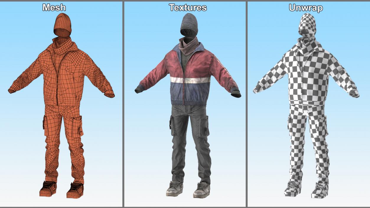 3D Ragged Clothes Set model