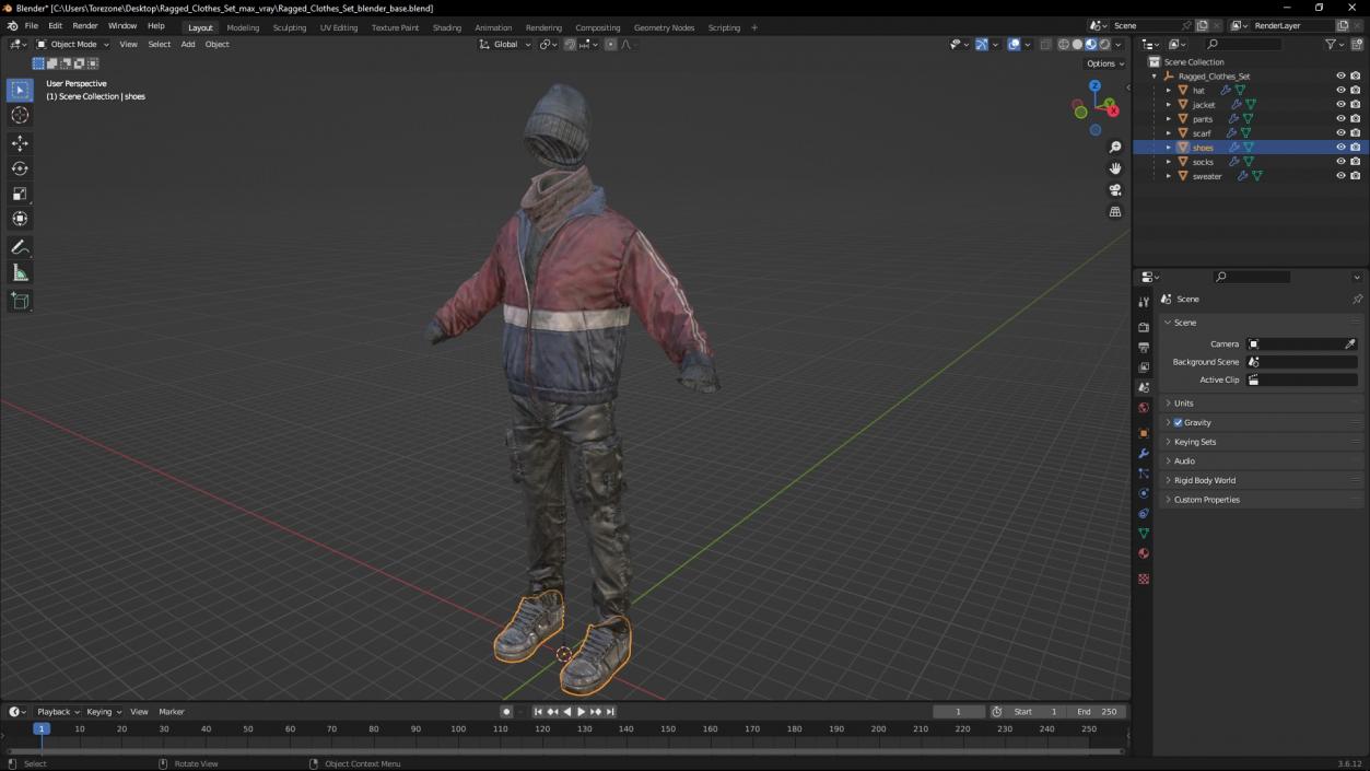 3D Ragged Clothes Set model