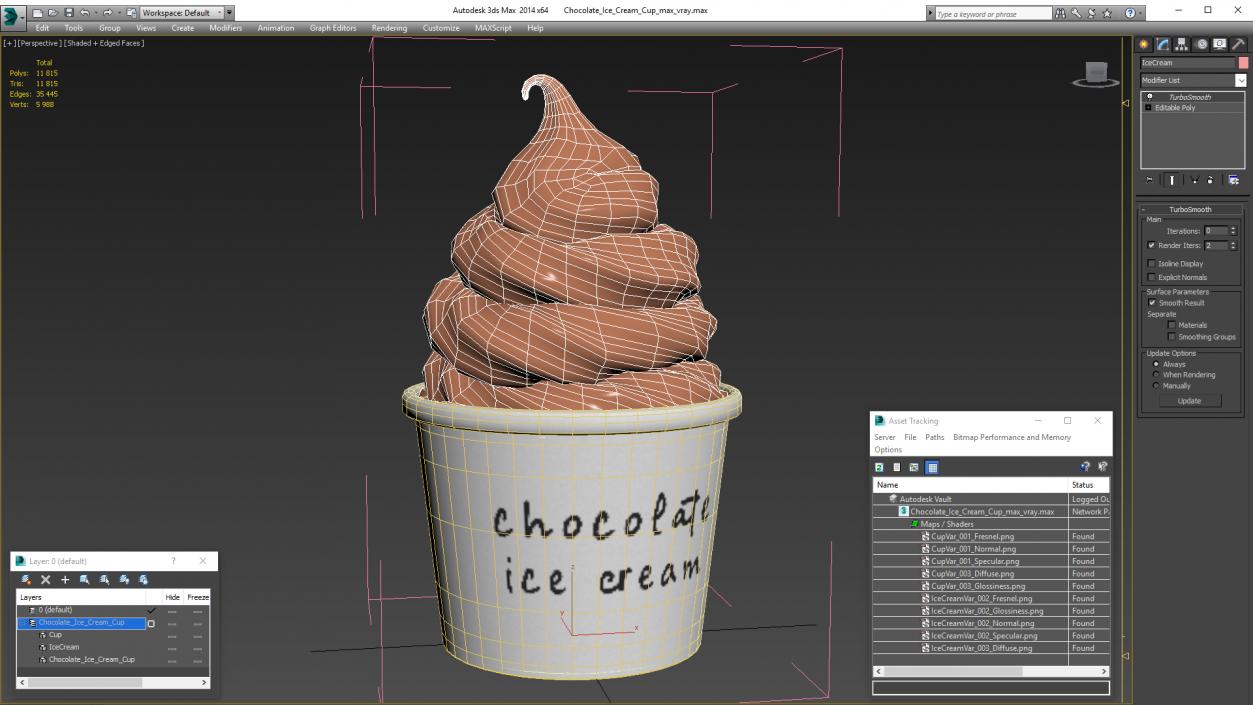 3D Chocolate Ice Cream Cup model