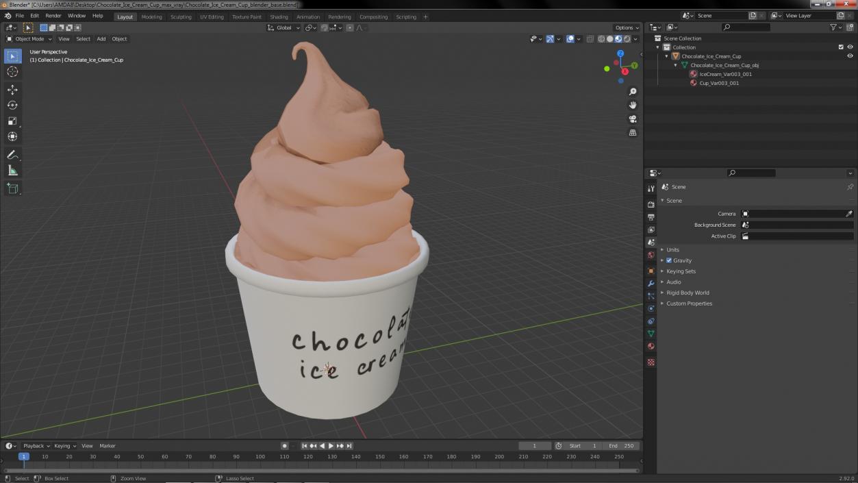 3D Chocolate Ice Cream Cup model