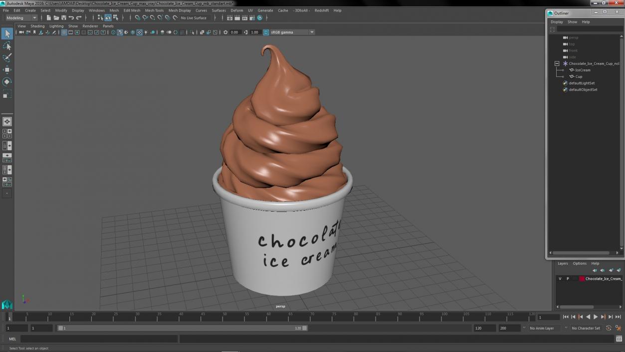 3D Chocolate Ice Cream Cup model