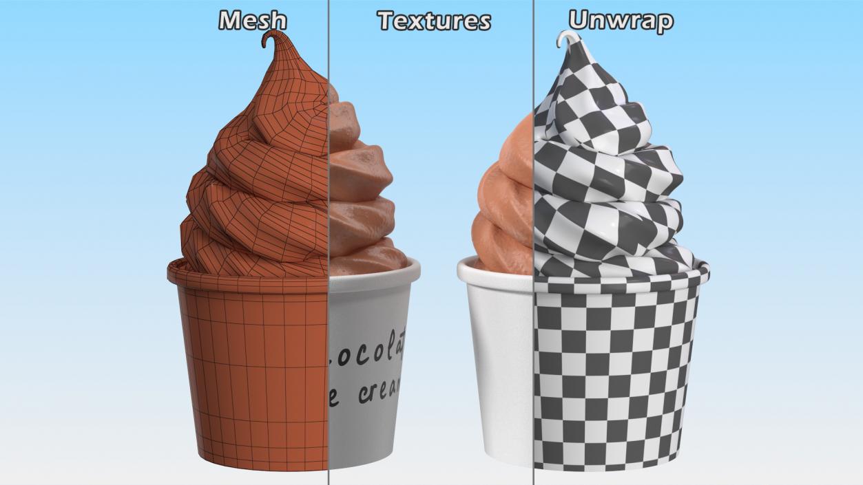 3D Chocolate Ice Cream Cup model