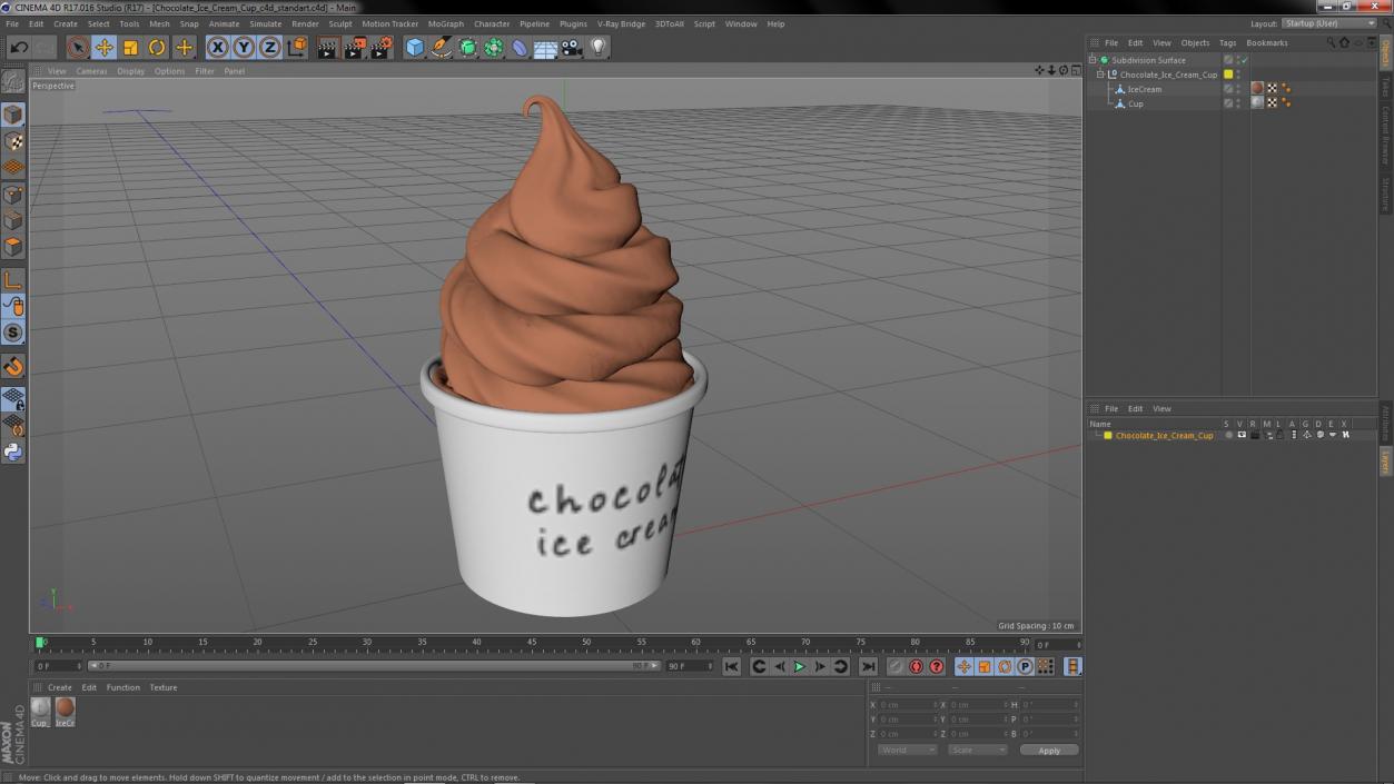 3D Chocolate Ice Cream Cup model