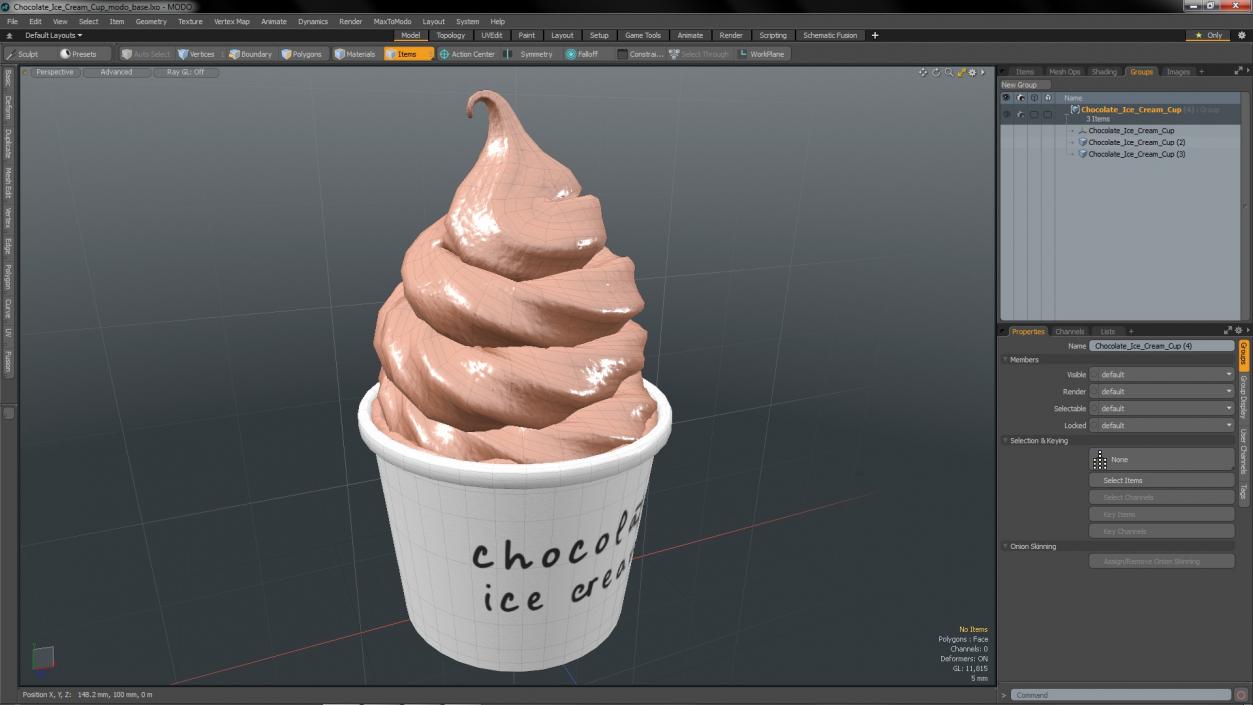 3D Chocolate Ice Cream Cup model