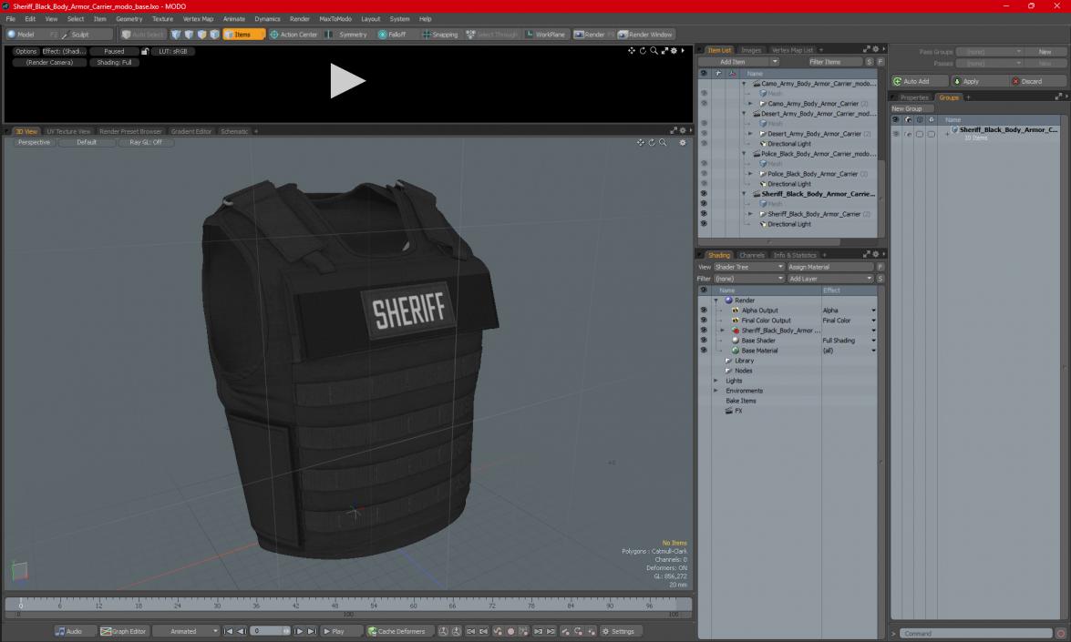 Sheriff Black Body Armor Carrier 3D