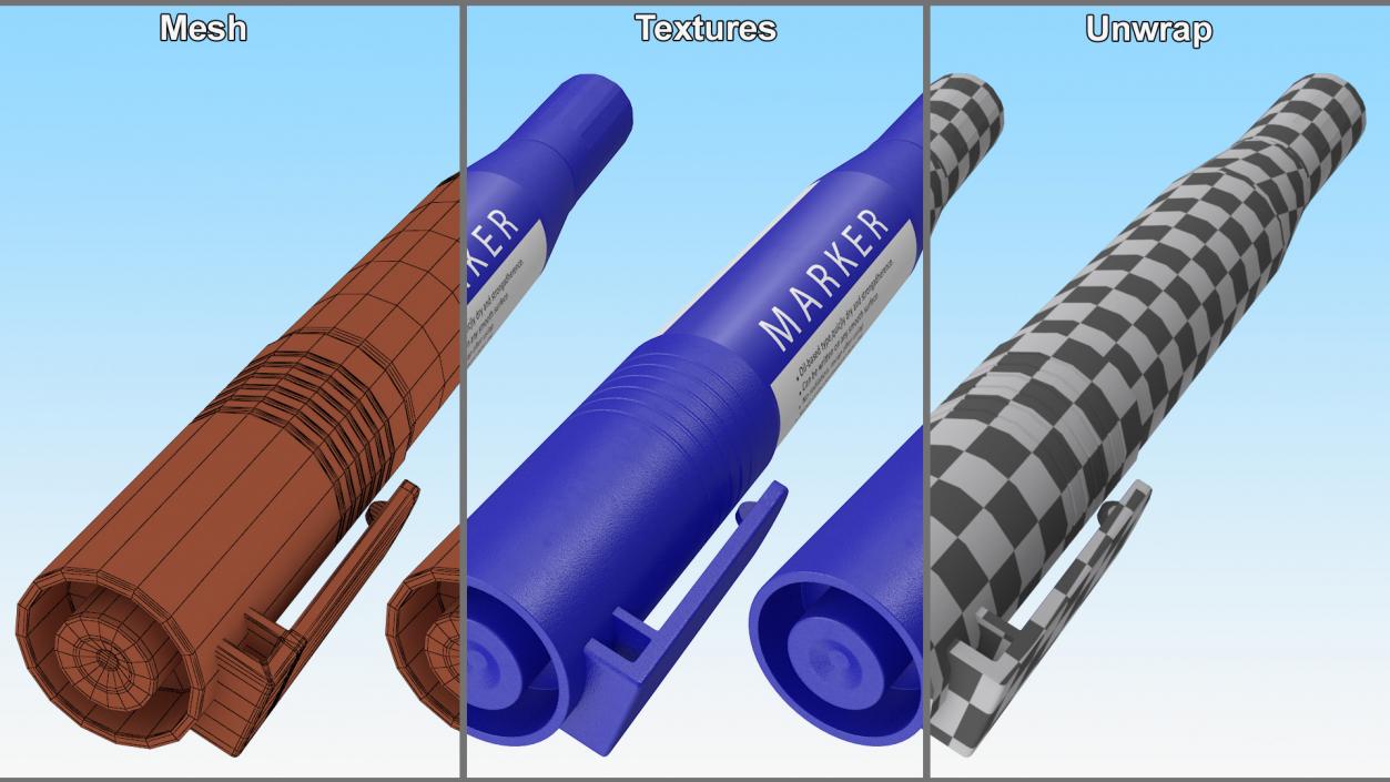 Double-Ended Marker Blue 3D model