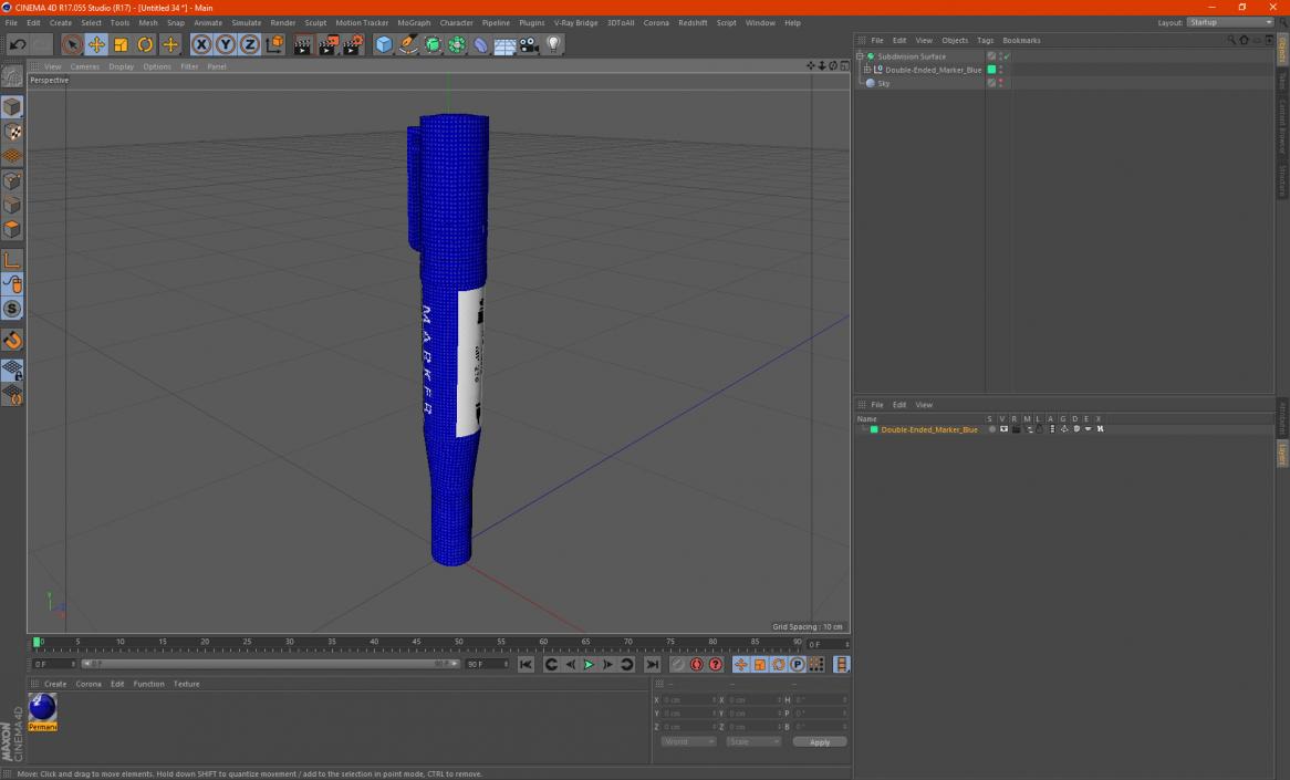 Double-Ended Marker Blue 3D model