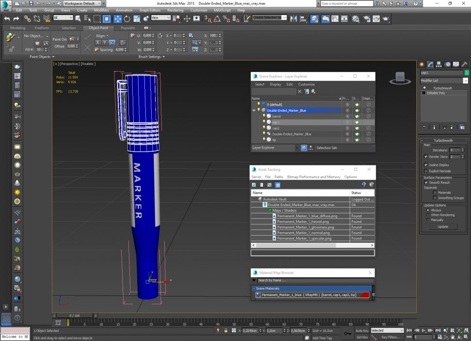 Double-Ended Marker Blue 3D model