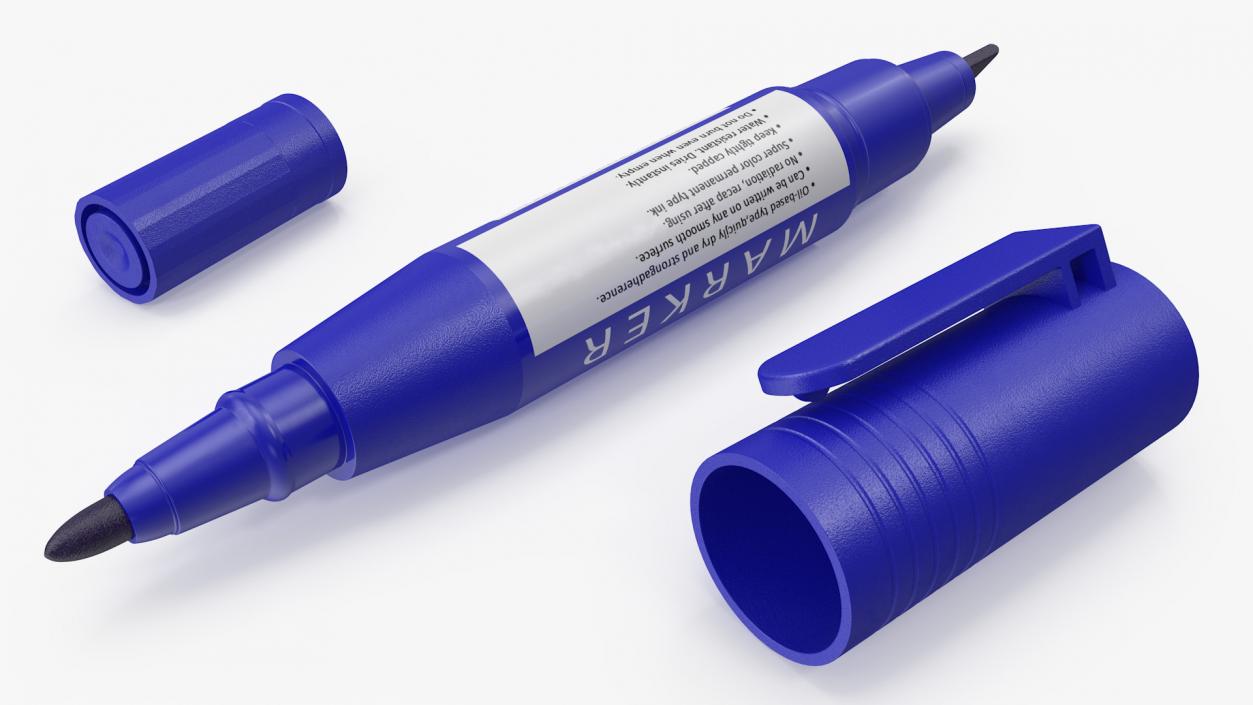 Double-Ended Marker Blue 3D model