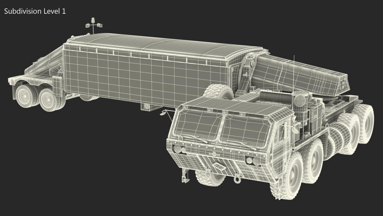 3D M983 Tractor with ANTPY2 XBand Radar Rigged model