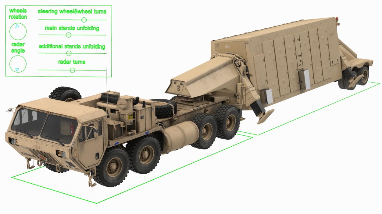 3D M983 Tractor with ANTPY2 XBand Radar Rigged model