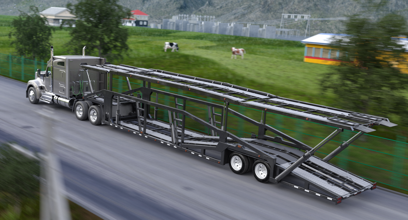 3D Car Hauler Trailer Generic