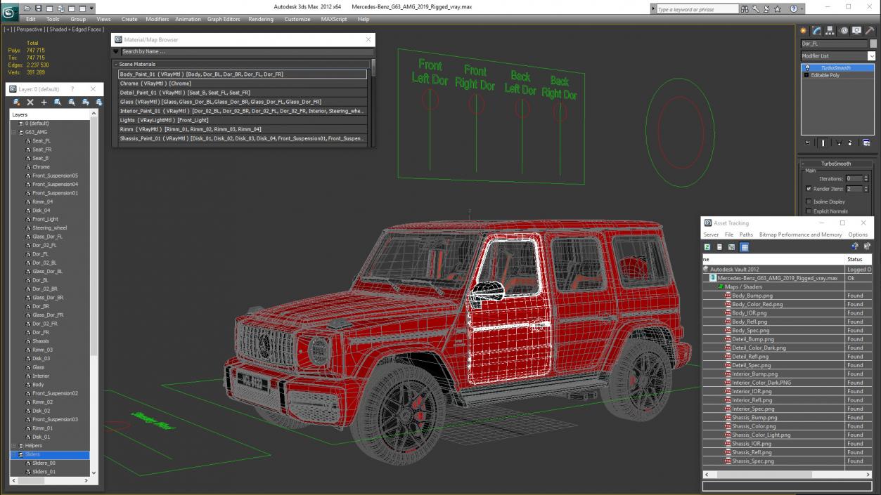 3D Mercedes-Benz G63 AMG 2019 Rigged model