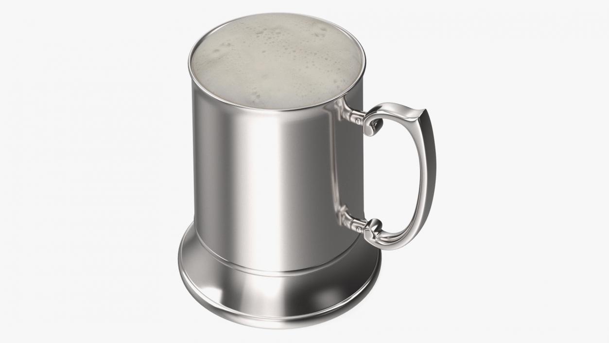 3D Stainless Steel Beer Stein with Beer 2 model