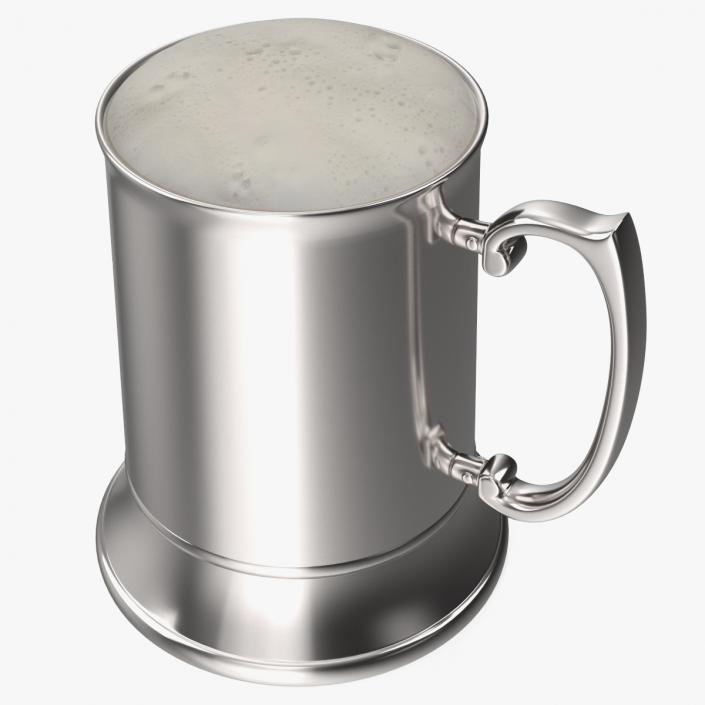 3D Stainless Steel Beer Stein with Beer 2 model