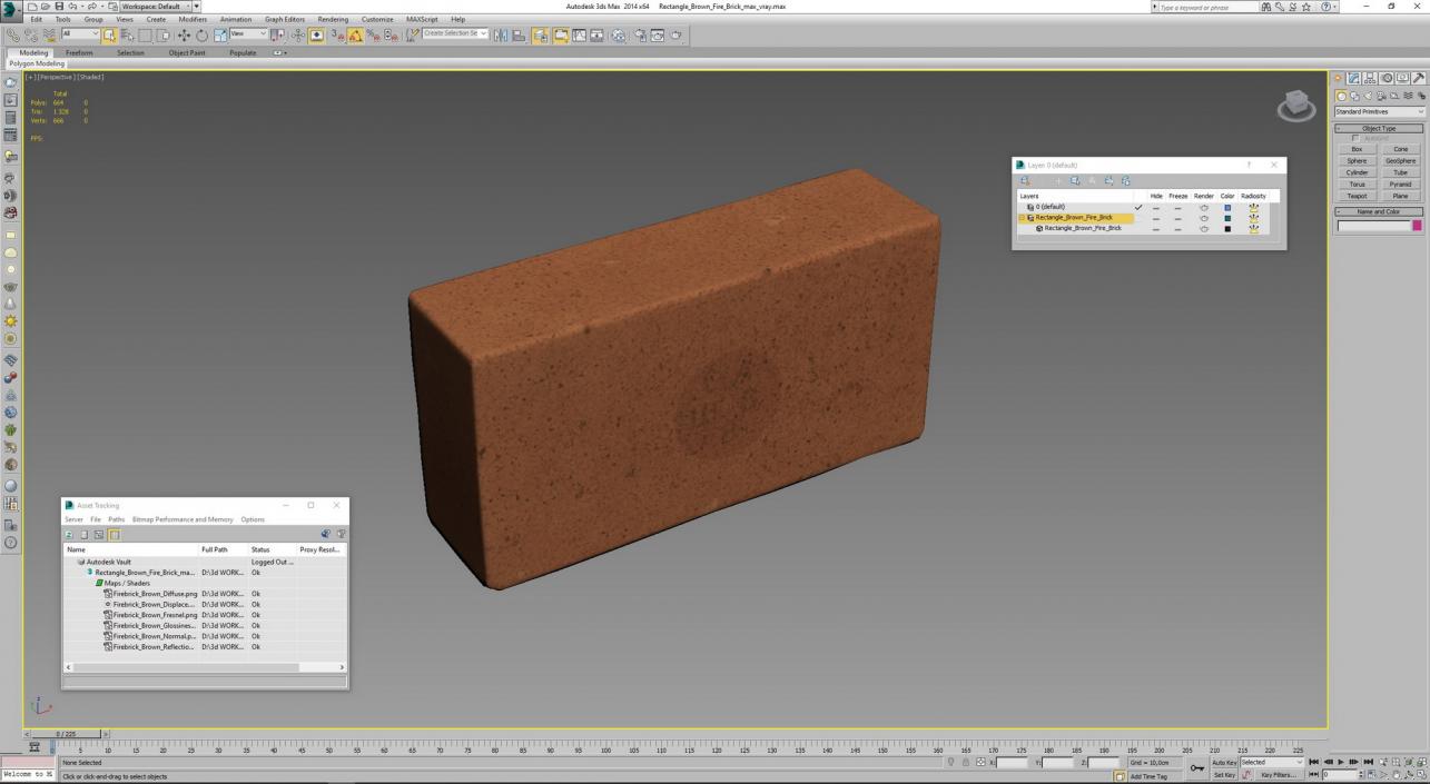 3D Rectangle Brown Fire Brick